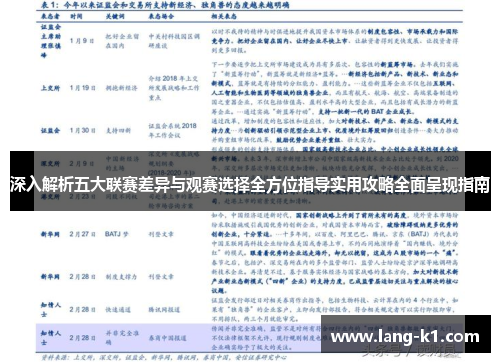 深入解析五大联赛差异与观赛选择全方位指导实用攻略全面呈现指南